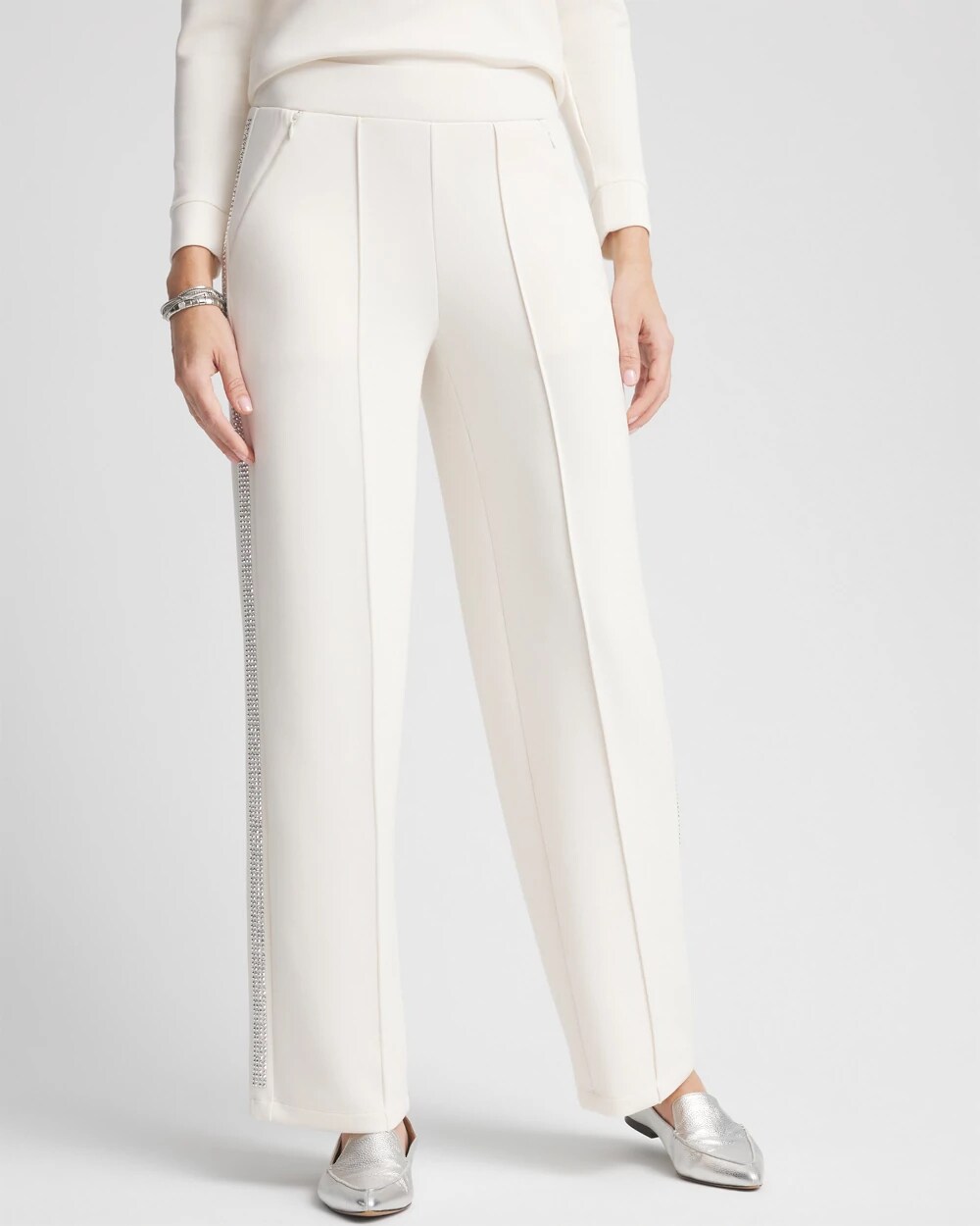 パンツ Jewel-embellished Cotton Trousers CHS_SFT SCBA RHINESTONE